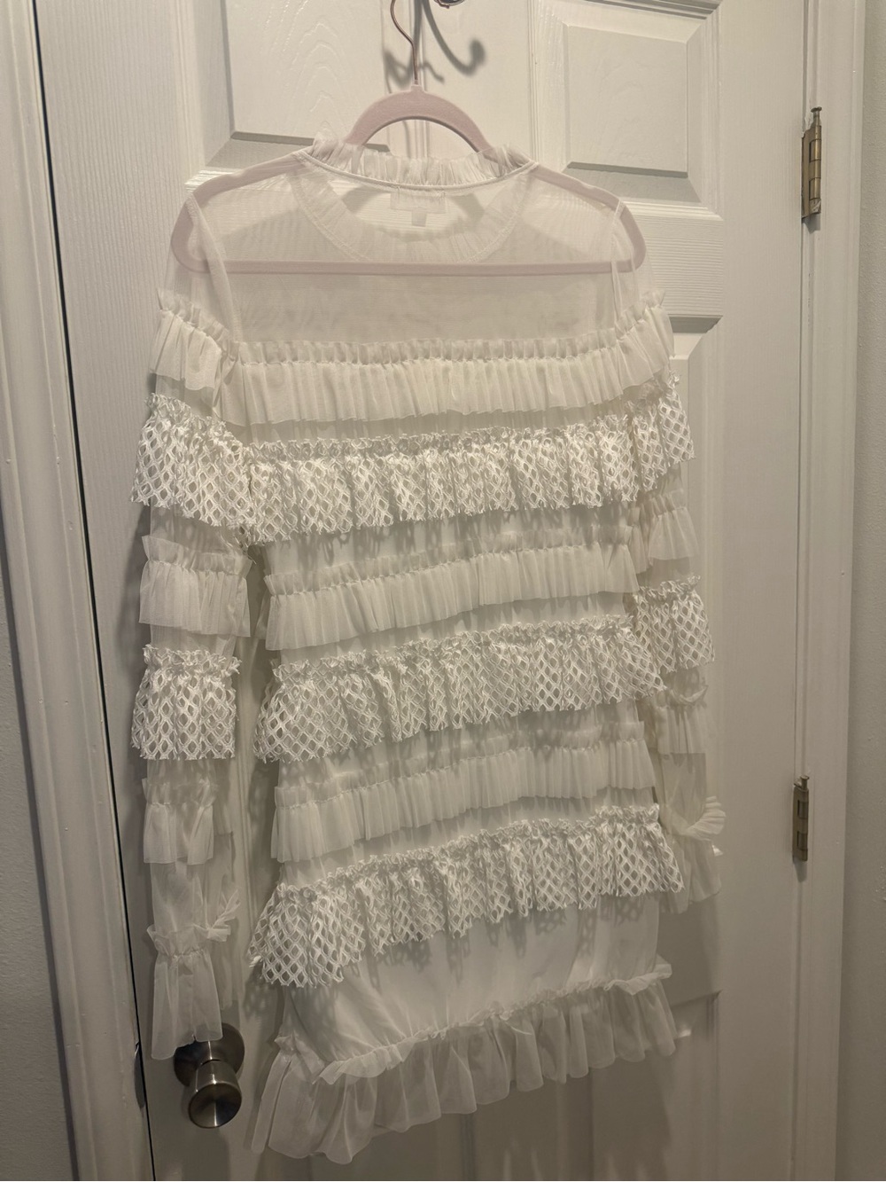 White Ruffle Lace Mini Dress - Picture 4 of 4